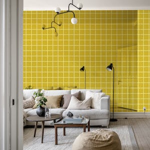 Simple Beige Lines Mustard Yellow Tiles