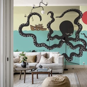 AKKOROKAMUI Japanese Octopus Mythology Mural
