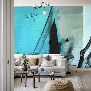 Turquoise Meets Black Abstract Art