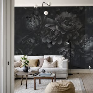 Opulent Flowers Black Grey
