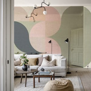 Muted Geometric Mid-Century Abstract Rounds