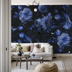 Midnight Blue Opulent Baroque Moody Florals