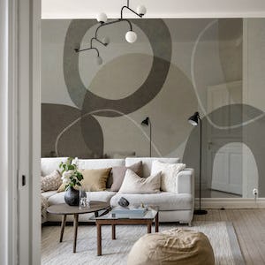 Mid Century Shapes And Outline Grey Brown