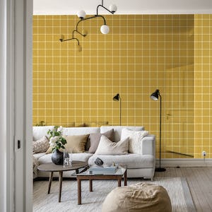 Grid Pattern - Mustard Yellow with Small Grid
