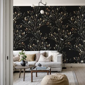 Mid-century modern leaves and gold glitter