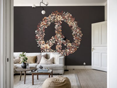 Watercolor floral peace sign dark