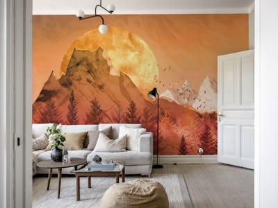 Golden sunset in the red mountains