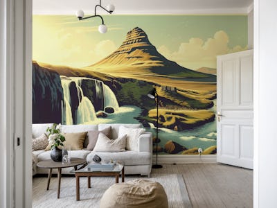 Vintage Iceland Kirkjufell Mountain Poster