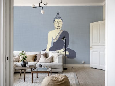 Seated buddha in meditation blue