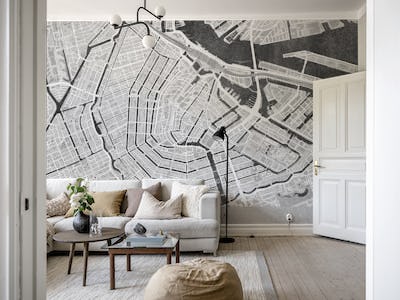 Gray vintage Amsterdam map