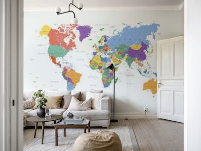 World Map in Bright Colors