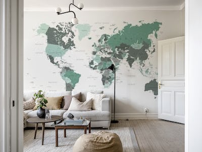 World Map Forest Green