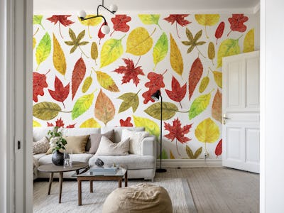 Autumn leaves watercolor white