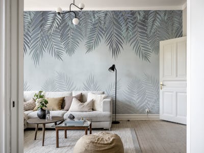 Pale blue palm leaves