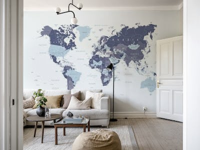 World Map in Navy Blue