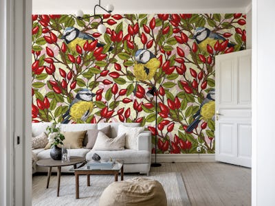Birds and dog rose hips 2