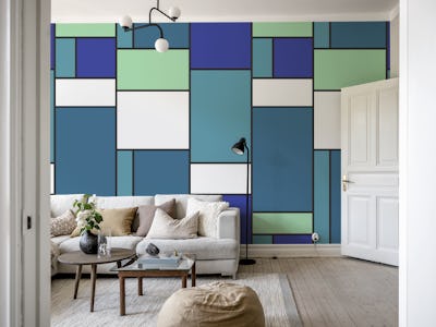 Colorful blocks in blue