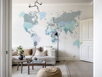 World Map Teal