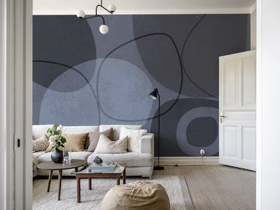 Mid Century Shapes And Outline Bluish Grey