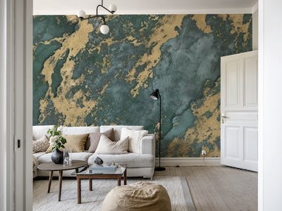 Mineral Marble Texture Teal Gold