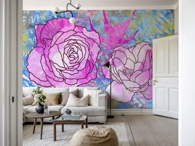 Mixed Media Magical Pink Roses 1