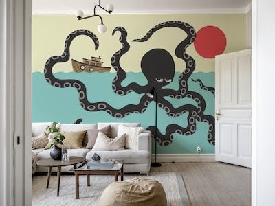 AKKOROKAMUI Japanese Octopus Mythology Mural