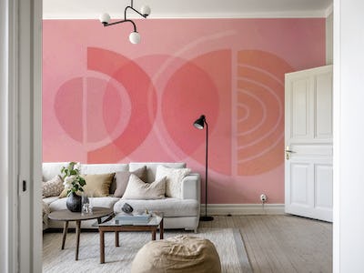 Mid Century Eclectic Pink Peach Shapes