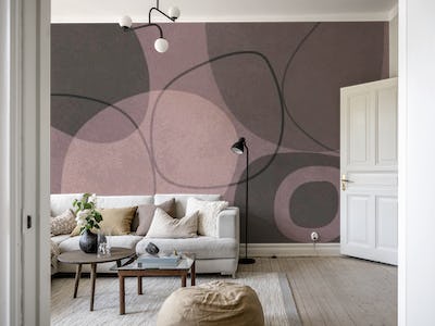 Mid Century Shapes And Outline Moody Pink