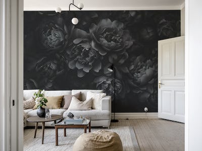 Opulent Flowers Black Grey