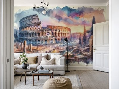 Watercolor Rome Colosseum