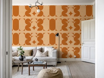 Burnt Orange Retro Abstract Linen