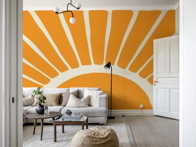 Modern Abstract Cutouts Sunshine Orange Cream