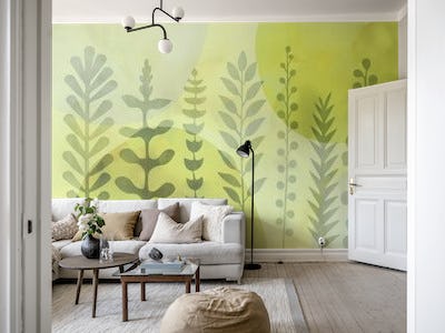 Whimsical Nature Shapes Lime Green
