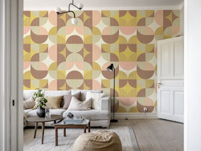 Retro Geometric Pattern Brown Sage