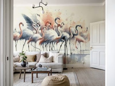 Elegance of Flamingos at Rest
