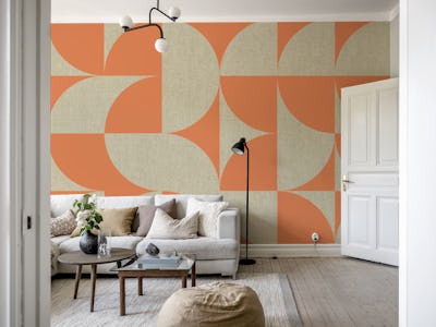 Mid-Century Muted Geo Beige Coral