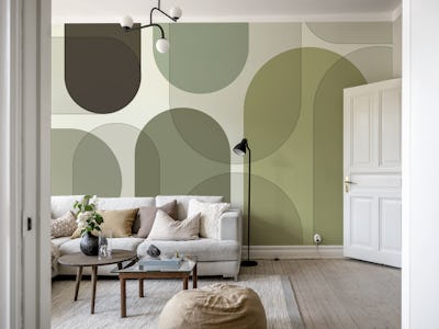 Abstract Mid Century Arch Geometry Green