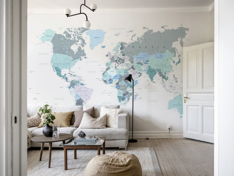 World Map in Teal