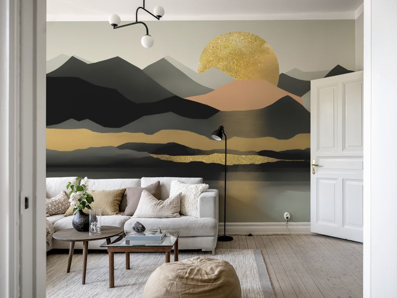 Golden Moon Rise Landscape Art