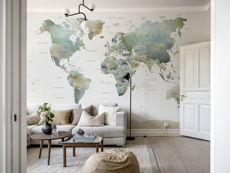 World Map Muted Tones