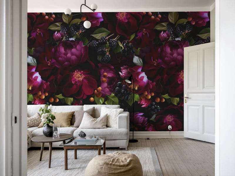 Opulent Baroque Dark Burgundy Moody Florals