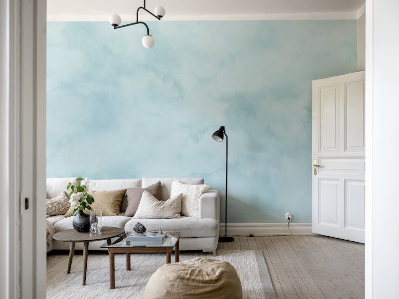 Watercolor abstract light turquoise blue