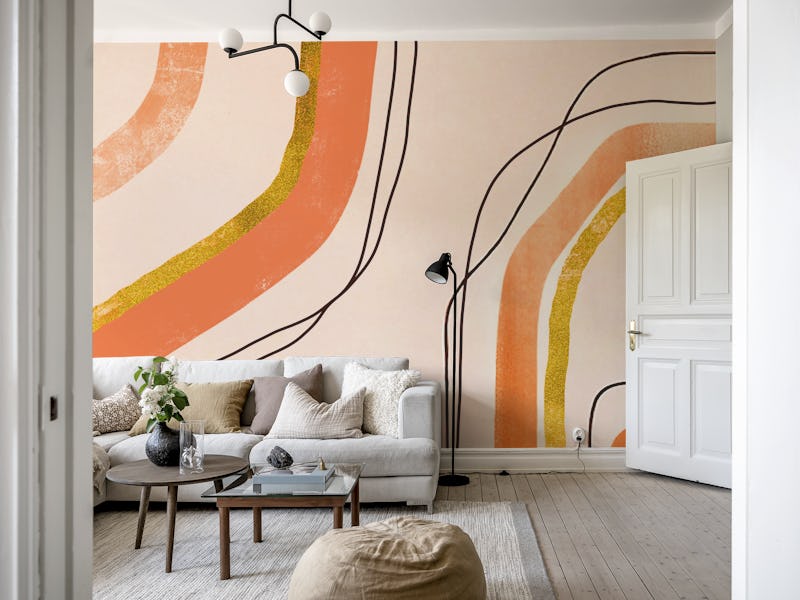 Calming Lines Mid Century Art Orange Peach