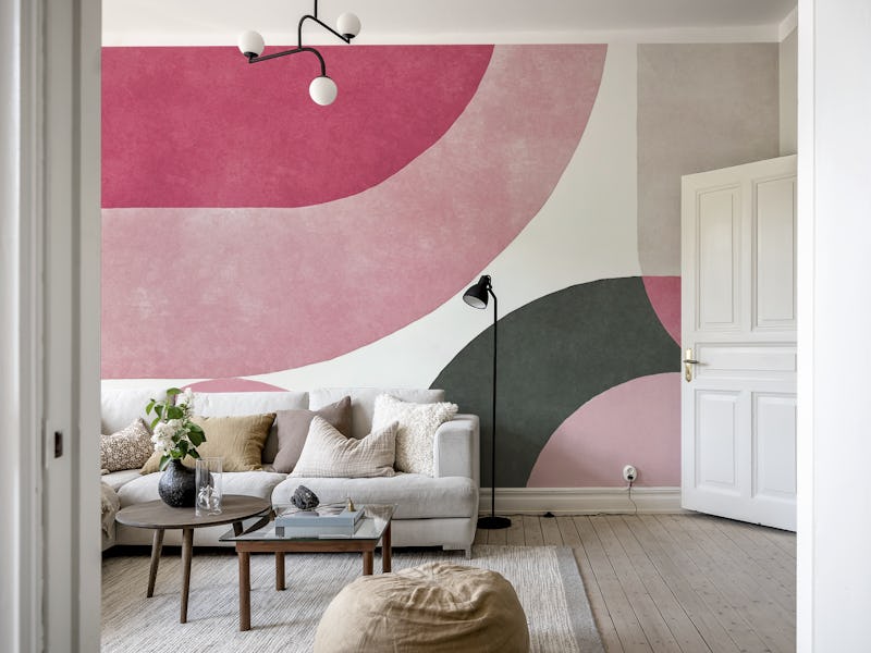 Mid Century Roundish Shapes Pink