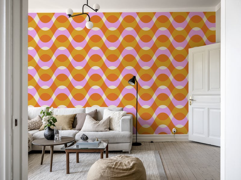 Groovy Retro Pink and Orange Wavy Lines