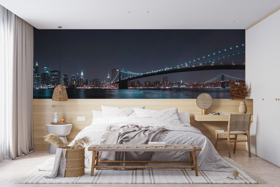 lelijk Verschillende goederen Klap Manhattan Skyline en Brooklyn Bridge behang | Happywall