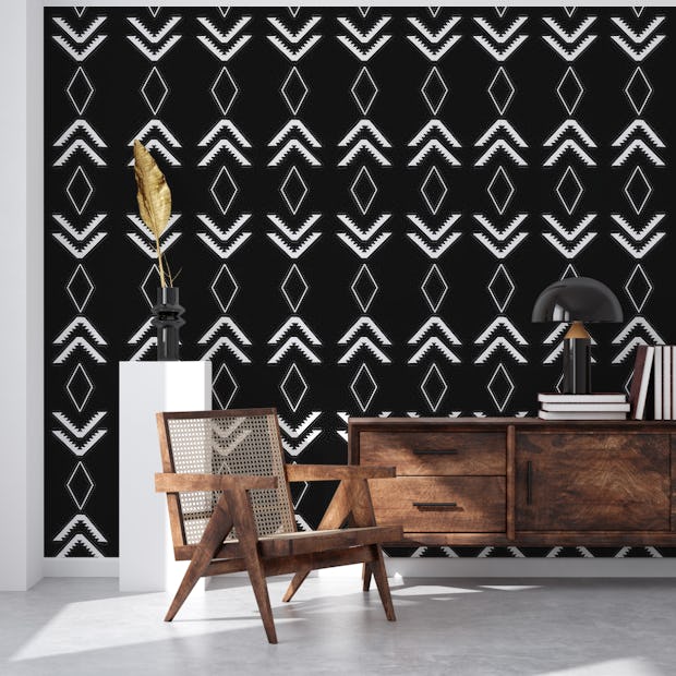 aztec design black and white wallpaper