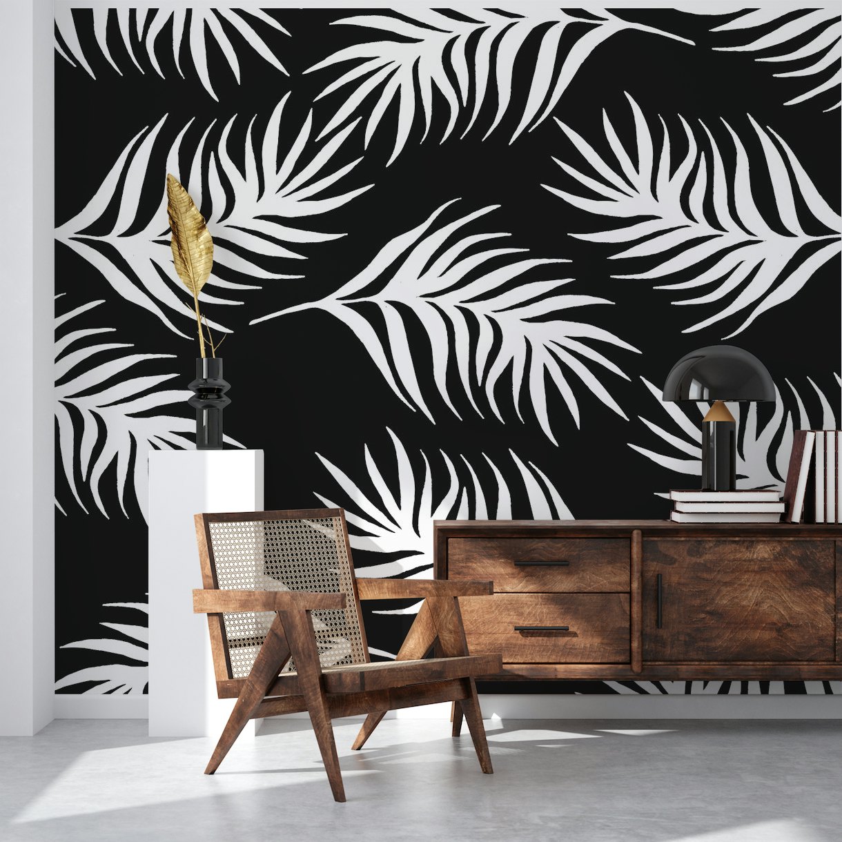 Minimal Black and White Palms wallpaper