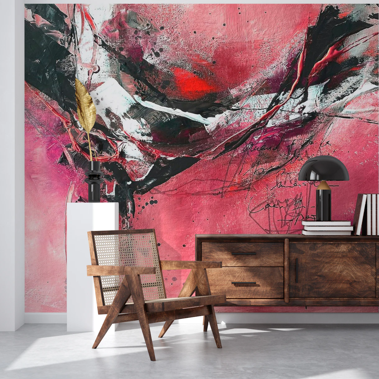 Red Passion Abstract Art Wallpaper | Buy Online | Happywall