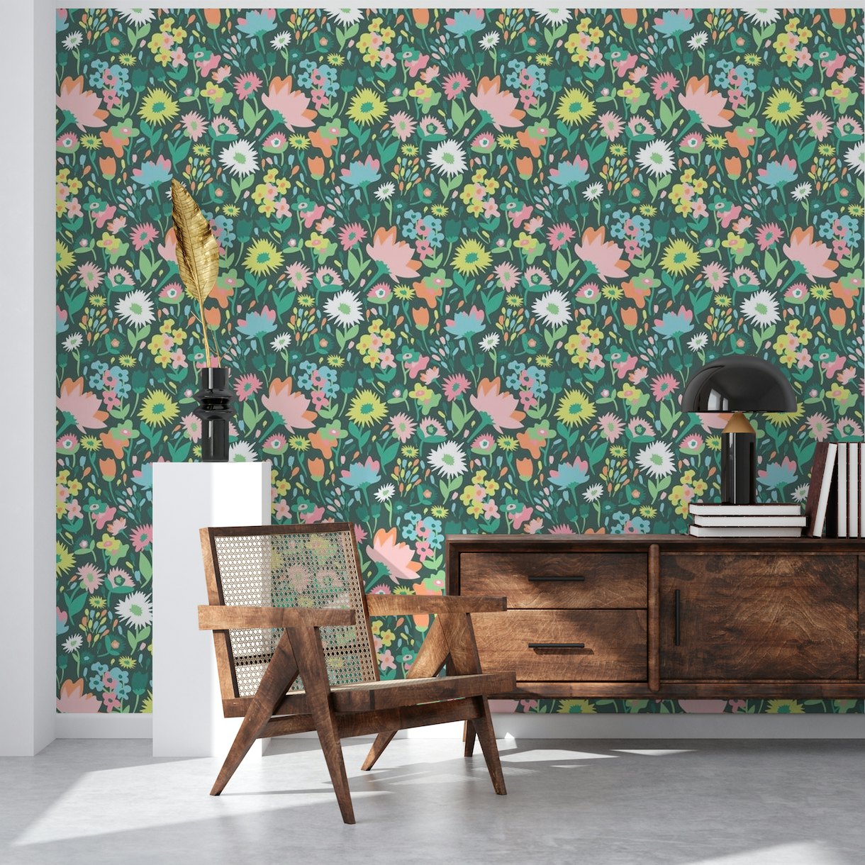 Spring field of flowers wallpaper